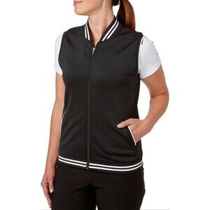 SLAZENGER Golf Structure Collection Black and White Zip Front Bomber Vest, M